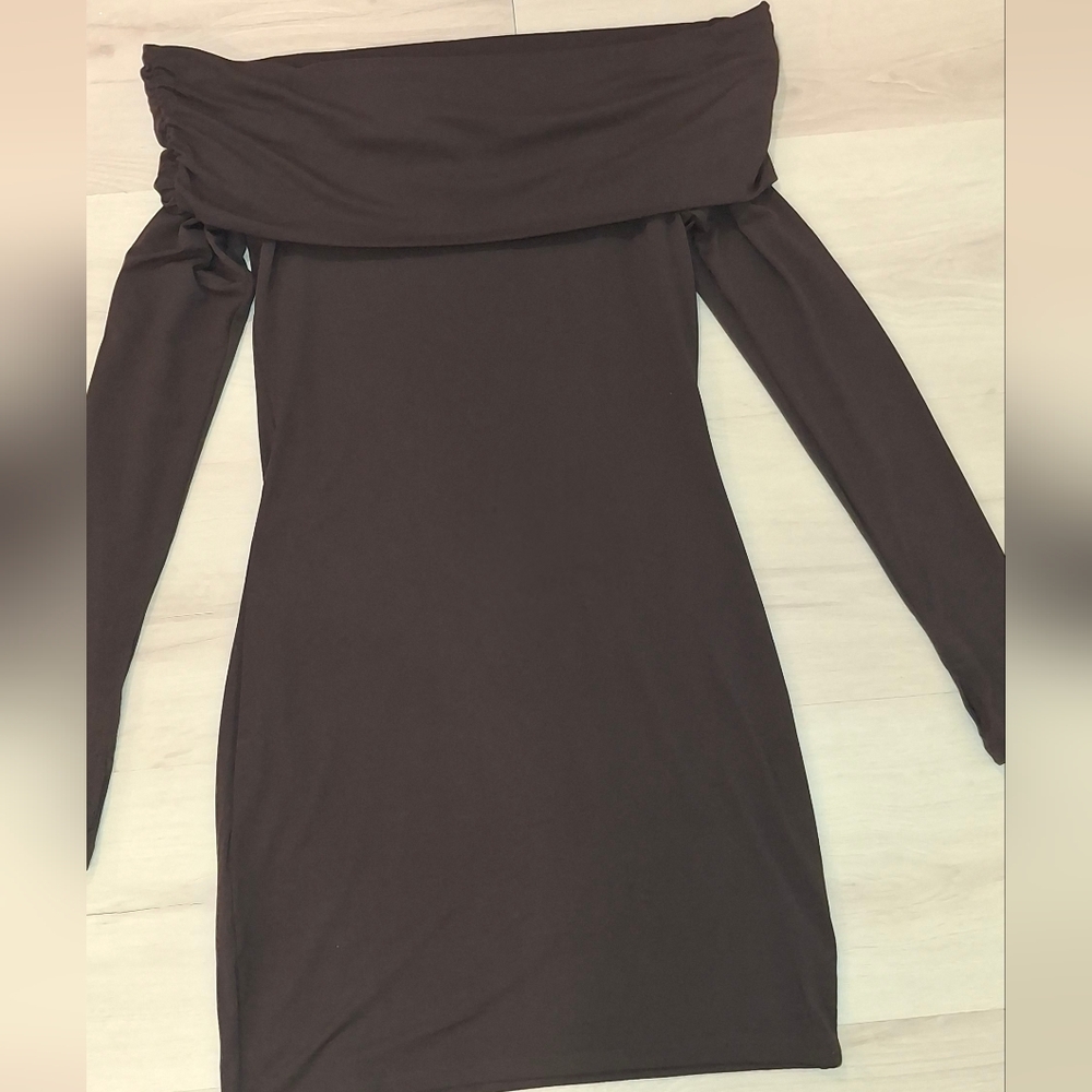 NWT Divided by H&M Brown Off Shoulder Dress